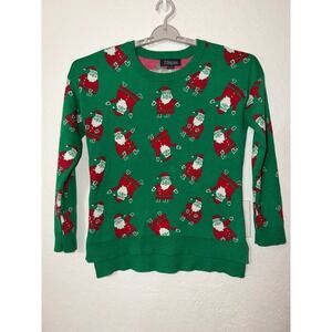 33 Degrees Green Dabbing Santa Ugly Christmas Sweater All Over Print Pullover M